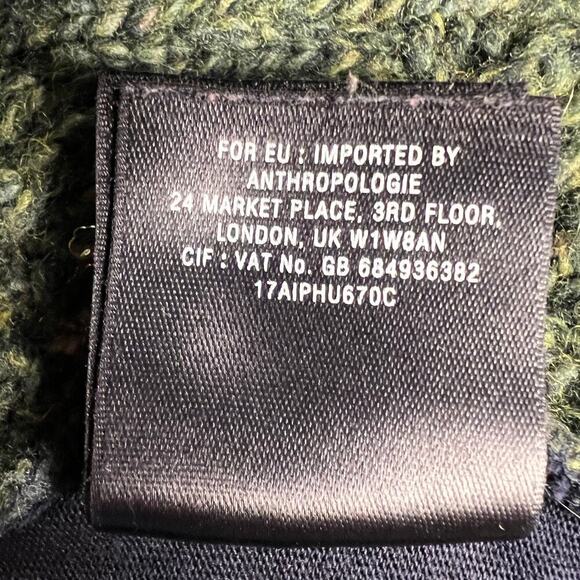 Pilcro and the Letterpress Dually Clad Wool Cable Knit Sweater Green/Navy Size L - Picture 8 of 12